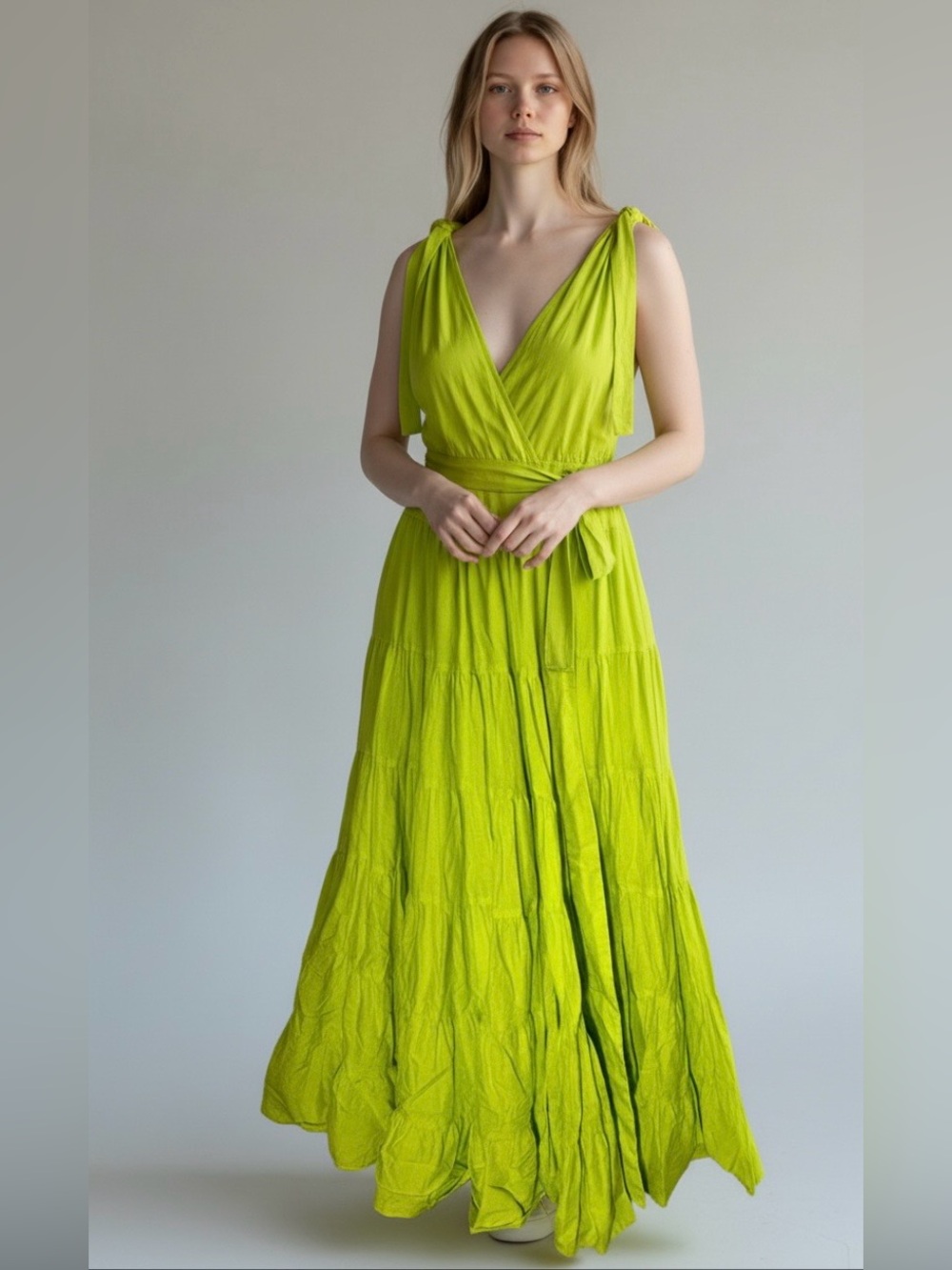 Gibson & Latimer Lime Green Midi Dress